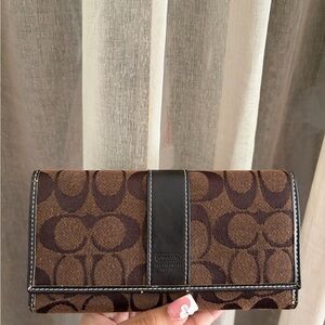 Coach Signature Brown and Black Wallet